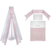SET ZA POSTELJICO PINK HEARTH - roza/bela, Basics, tekstil - Patinio