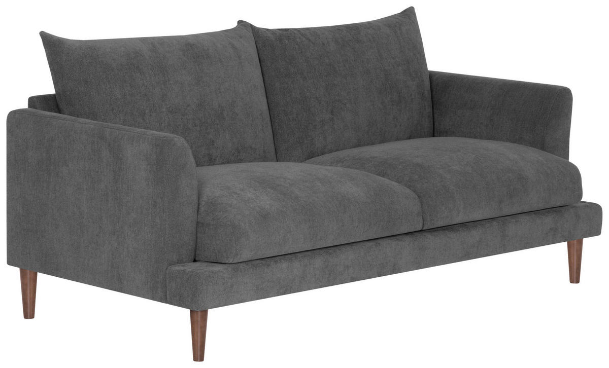 2,5-SITZER  in Flachgewebe Grau  - Dunkelbraun/Grau, KONVENTIONELL, Holz/Textil (182/82/97cm) - MID.YOU