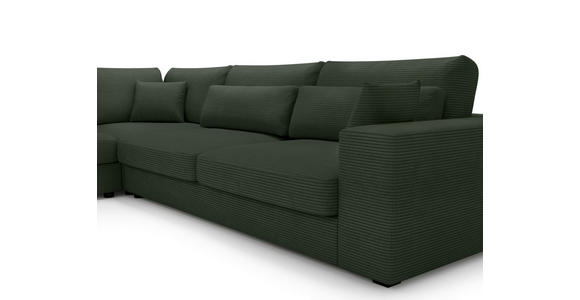 ECKSOFA in Cord Dunkelgrün  - Dunkelgrün/Schwarz, KONVENTIONELL, Kunststoff/Textil (250/314cm) - Carryhome