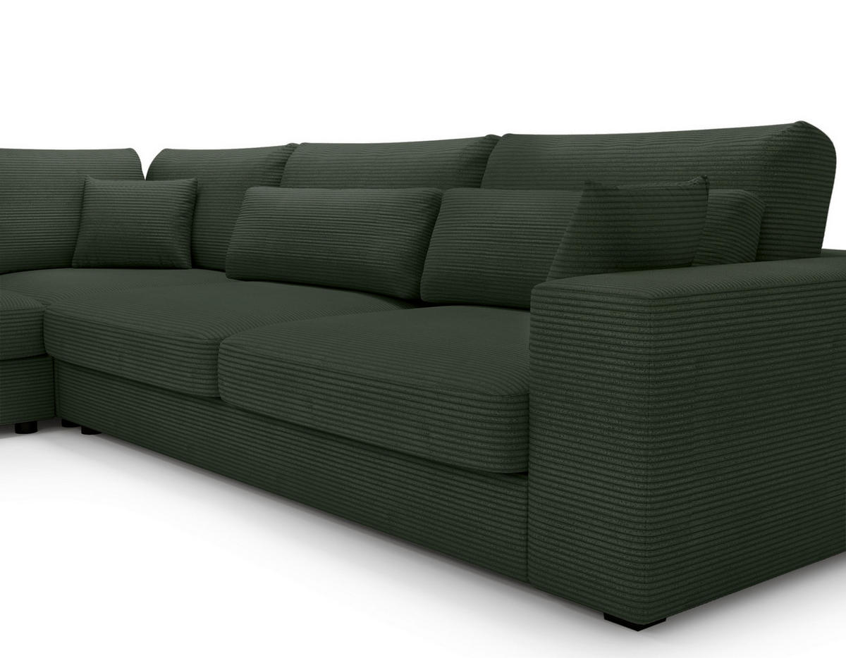 CloseUp von Carryhome ECKSOFA Dunkelgrün Cord.