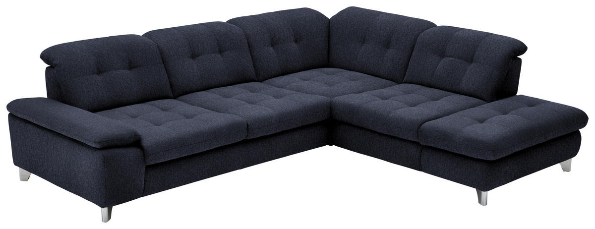 ECKSOFA in Chenille Dunkelblau  - Chromfarben/Dunkelblau, Design, Textil/Metall (310/260cm) - Beldomo Speed