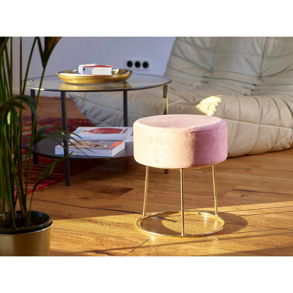 Thumbnail - Echtwerk Hocker, Rosa, Textil, rund, 35.5x40.5x35.5 cm, Wohnzimmer, Hocker, Sitzhocker