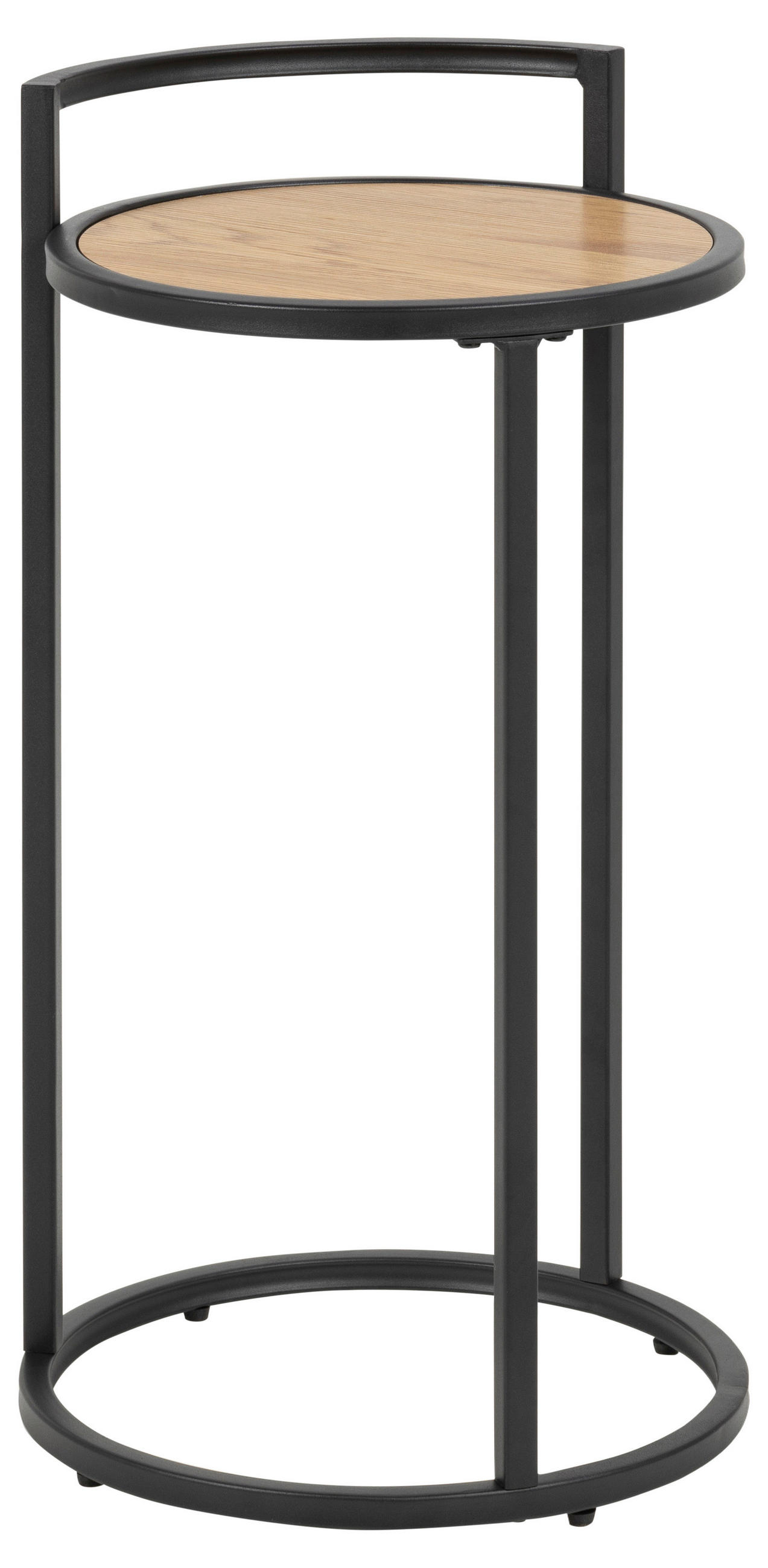 BEISTELLTISCH rund Schwarz, Eichefarben - Eichefarben/Schwarz, KONVENTIONELL, Metall (33/33/65cm) - MID.YOU