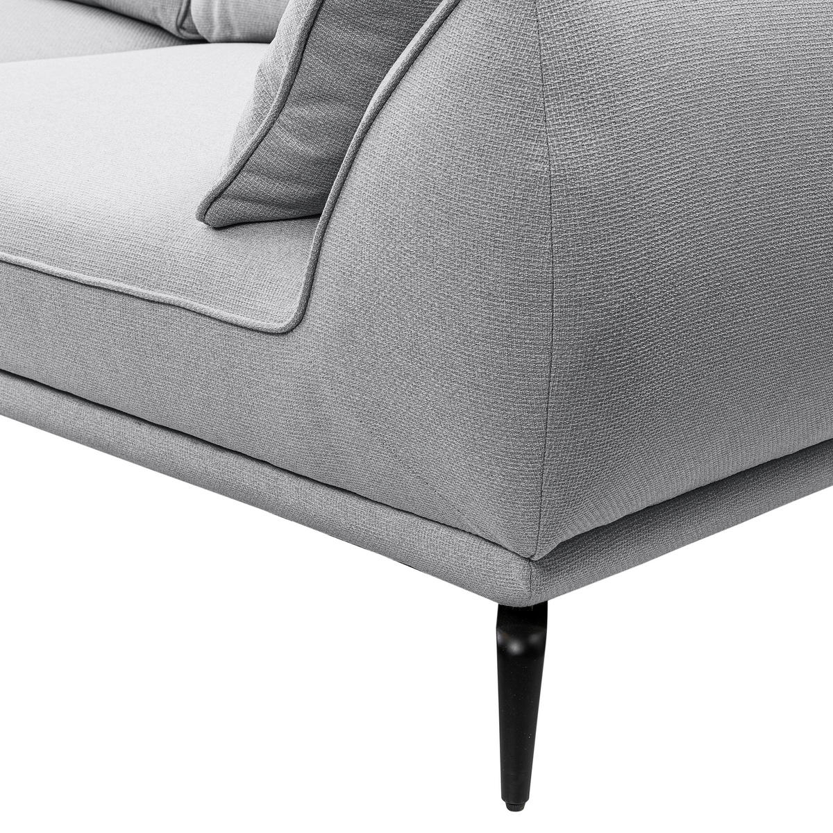 3-SITZER-SOFA in Webstoff Grau  - Creme/Schwarz, Modern, Textil/Metall (249/86/118cm) - MID.YOU