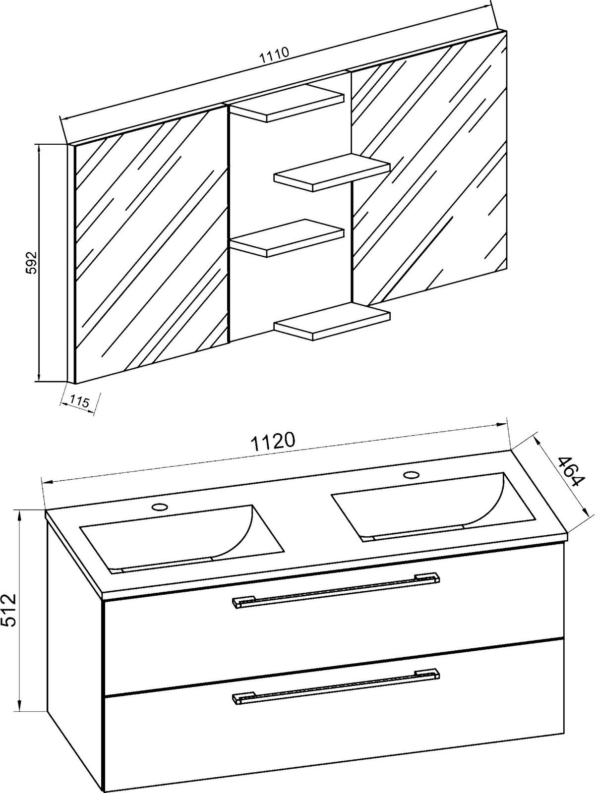 BADEZIMMER  in 112 cm  - Weiß, MODERN, Keramik/Holzwerkstoff (112cm) - MID.YOU