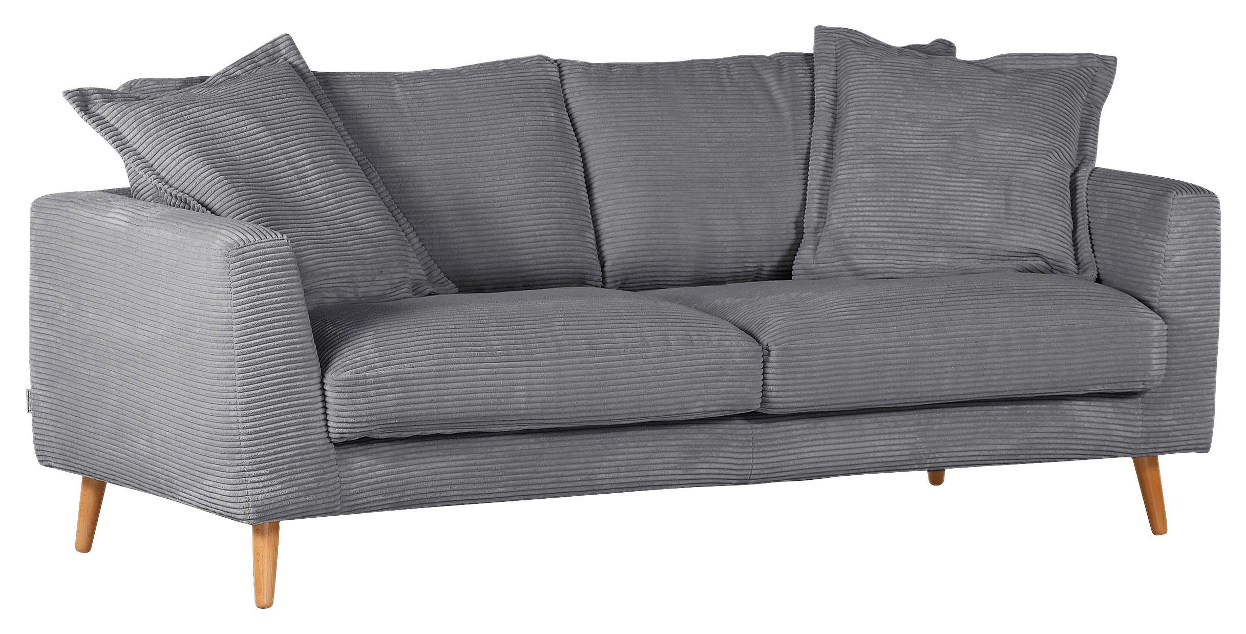 BIGSOFA in Cord Grau - Naturfarben/Grau, Romantik / Landhaus, Holz/Textil (220/69/100cm) - Landscape