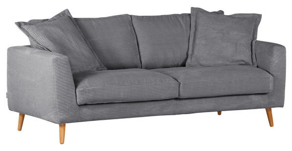 BIGSOFA in Cord Grau  - Naturfarben/Grau, ROMANTIK / LANDHAUS, Holz/Textil (220/69/100cm) - Landscape