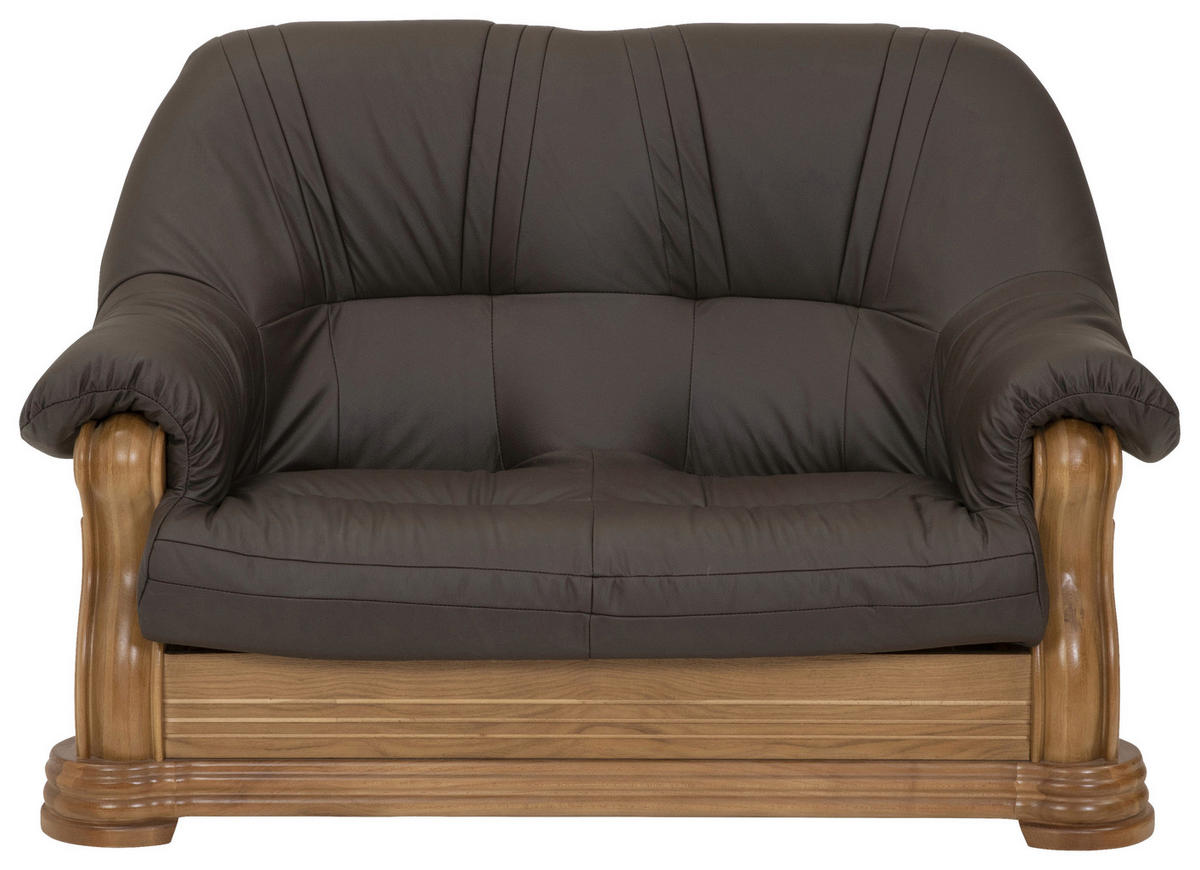 2-SITZER-SOFA  in Echtleder Braun  - Eichefarben/Braun, KONVENTIONELL, Leder/Holz (144/95/94cm) - Max Winzer
