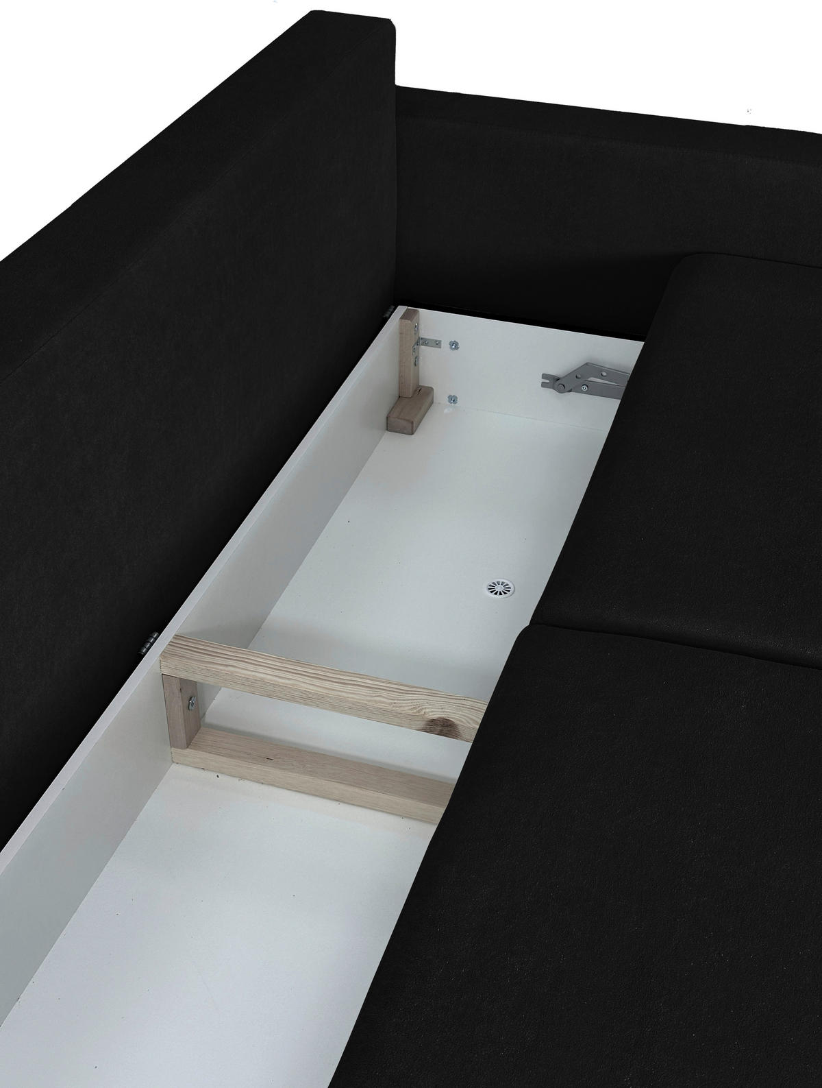 SCHLAFSOFA  mit Liegefunktion Cord Schwarz  - Schwarz/Naturfarben, Design, Holz/Kunststoff (220/96/98cm) - MID.YOU