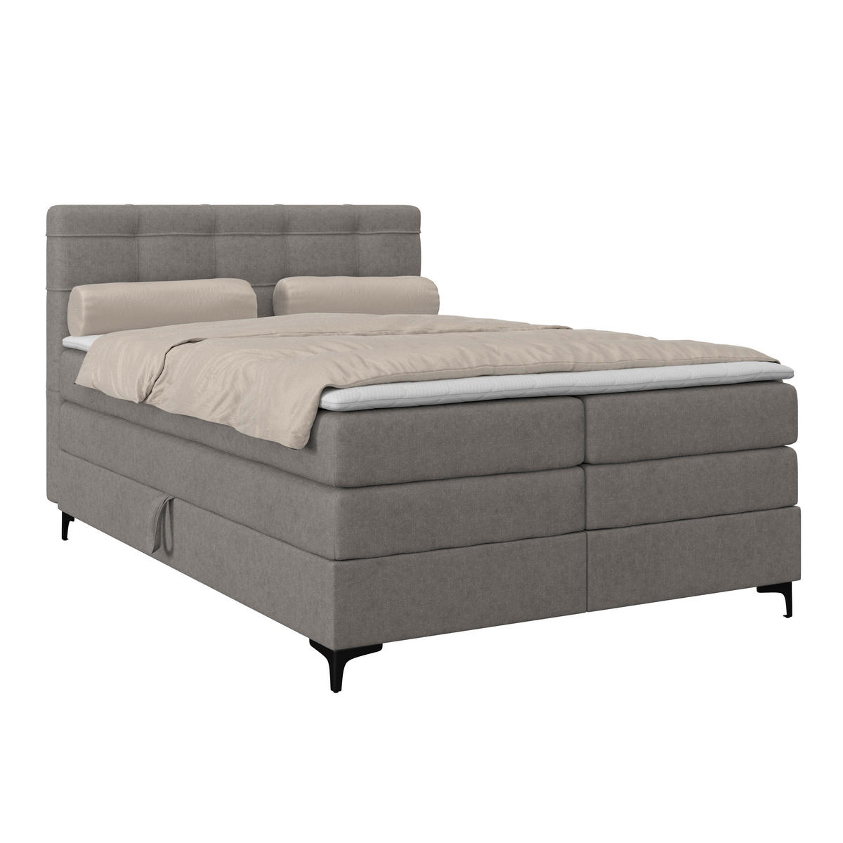 BOXSPRINGBETT 140/200 cm,  in Taupe, H3 = fest  - Taupe/Schwarz, KONVENTIONELL, Kunststoff/Textil (140/200cm)