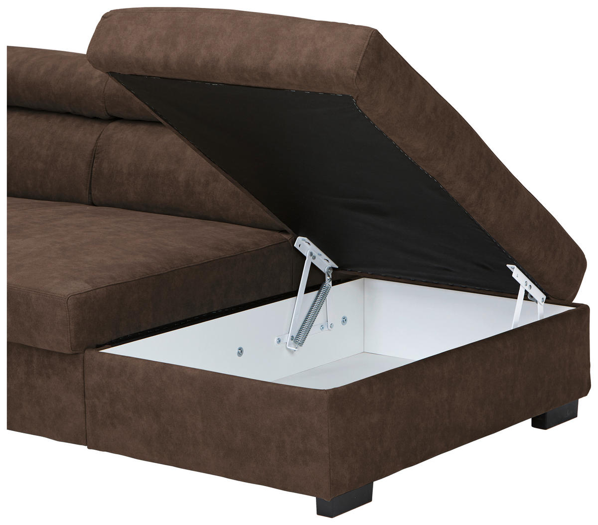 ECKSOFA Dunkelbraun Lederlook  - Dunkelbraun/Schwarz, Design, Kunststoff/Textil (263/230cm) - Hom`in