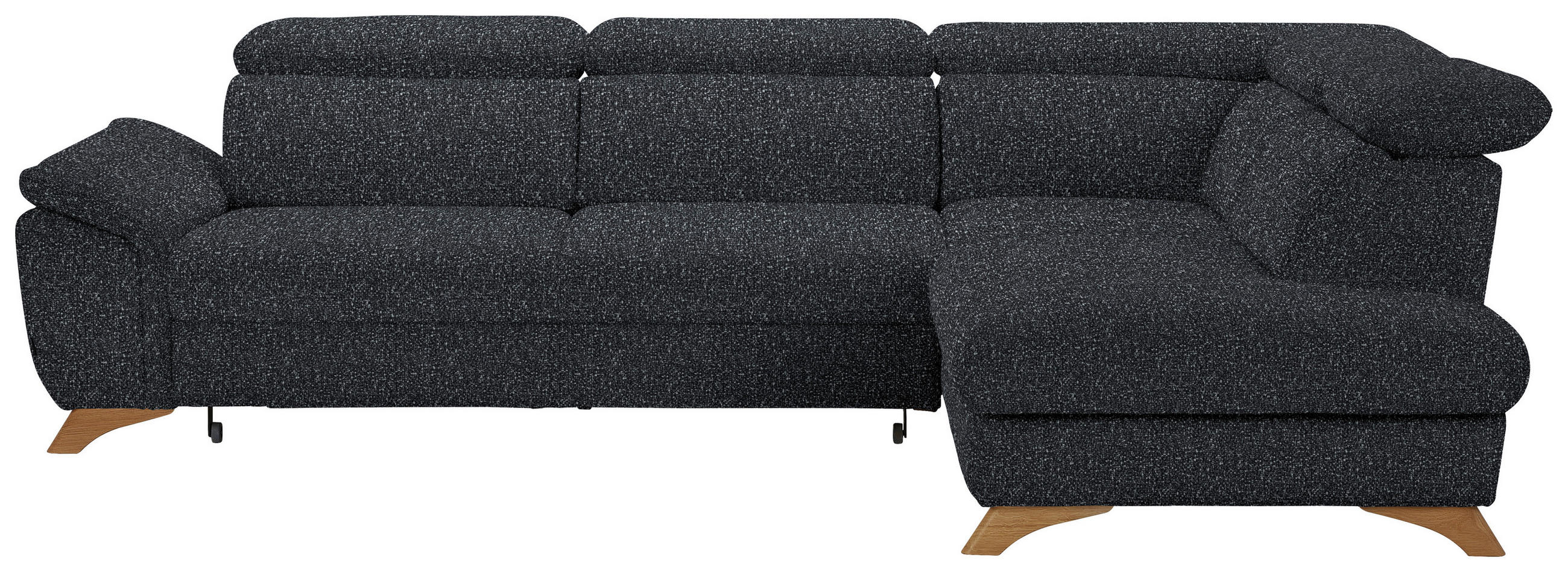 ECKSOFA in Bouclé Schwarz  - Eichefarben/Schwarz, Modern, Holz/Textil (287/212cm) - Valnatura