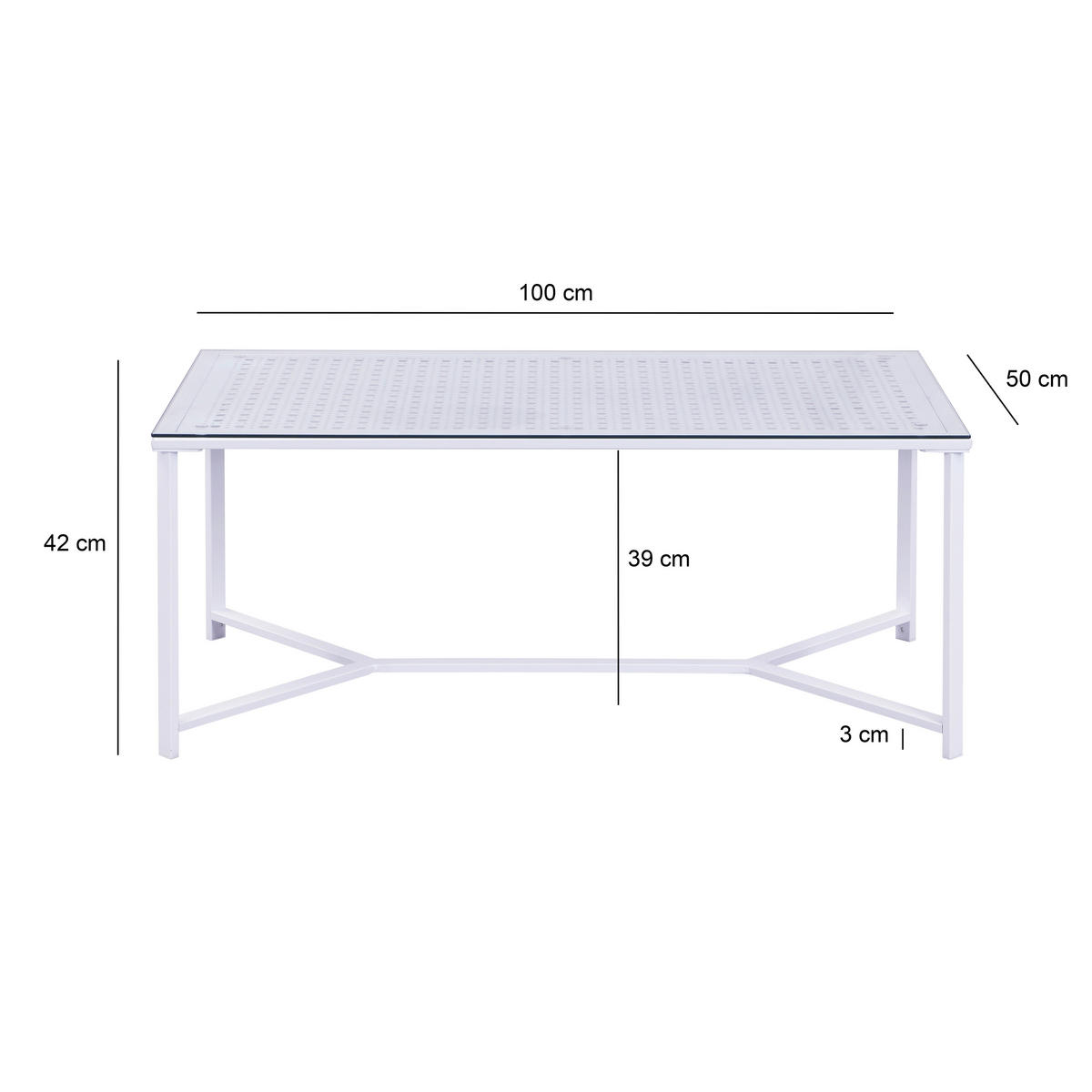 COUCHTISCH in Glas 100/50/42 cm  - Weiß, Design, Glas/Metall (100/50/42cm) - MID.YOU