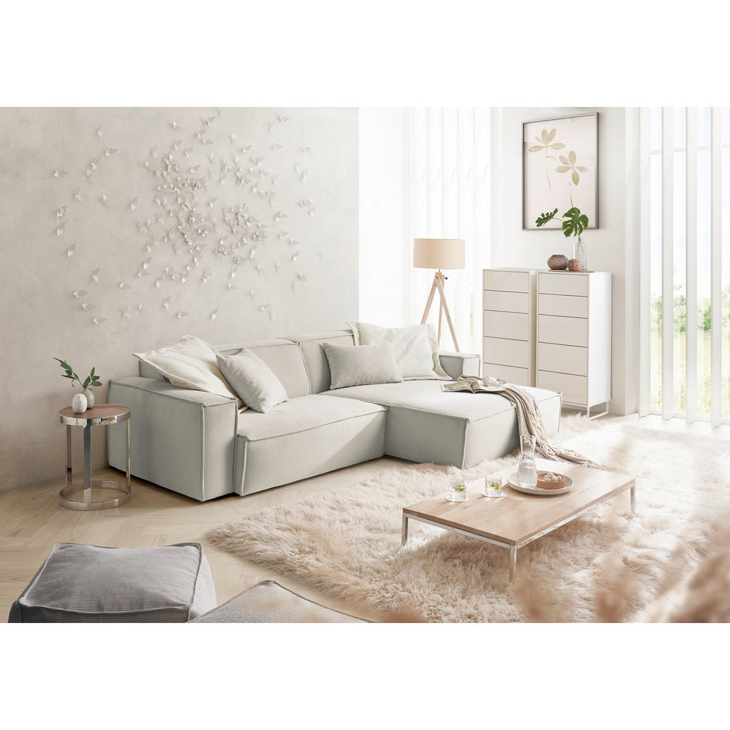 Thumbnail - Hom`in Ecksofa, Hellgrau, Textil, 4-Sitzer, Ottomane rechts, L-Form, 276x168 cm, Blauer Engel, Goldenes M, Oeko-Tex® Sta...