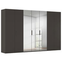 DREHTÜRENSCHRANK 350/223/61 cm,  in Graphitfarben, 7-türig  - Graphitfarben, Basics, Glas/Holzwerkstoff (350/223/61cm) - Novel