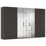 DREHTÜRENSCHRANK 350/223/61 cm,  in Graphitfarben, 7-türig  - Graphitfarben, Basics, Glas/Holzwerkstoff (350/223/61cm) - Novel