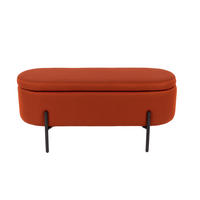 HOCKERBANK in Metall, Textil Schwarz, Dunkelorange  - Dunkelorange/Schwarz, Design, Textil/Metall (95/43/36cm)