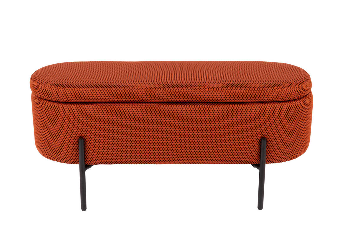 HOCKERBANK in Metall, Textil Schwarz, Dunkelorange  - Dunkelorange/Schwarz, Design, Textil/Metall (95/43/36cm)