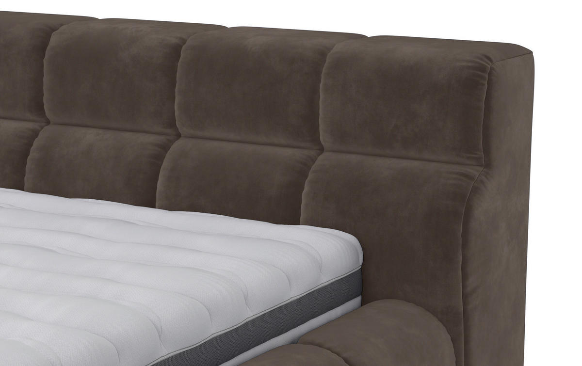 POLSTERBETT 180/200 cm,  in Graubraun,  - Graubraun/Schwarz, Design, Textil/Metall (180/200cm) - Belluti