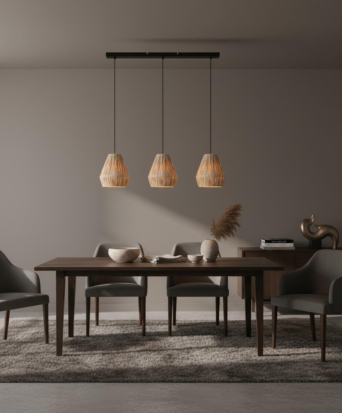 HÄNGELEUCHTE 80/20/120 cm  - Schwarz, Design, Papier/Metall (80/20/120cm) - Collet's Monde