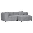 ECKSOFA Hellgrau Cord Zierkissen, Rücken echt  - Hellgrau/Schwarz, KONVENTIONELL, Kunststoff/Textil (250/162cm) - Carryhome