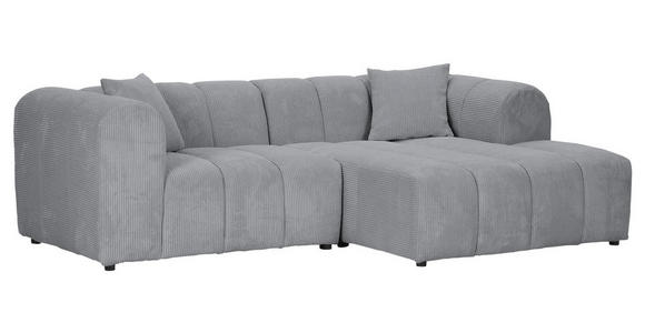 ECKSOFA Hellgrau Cord Zierkissen, Rücken echt  - Hellgrau/Schwarz, KONVENTIONELL, Kunststoff/Textil (250/162cm) - Carryhome