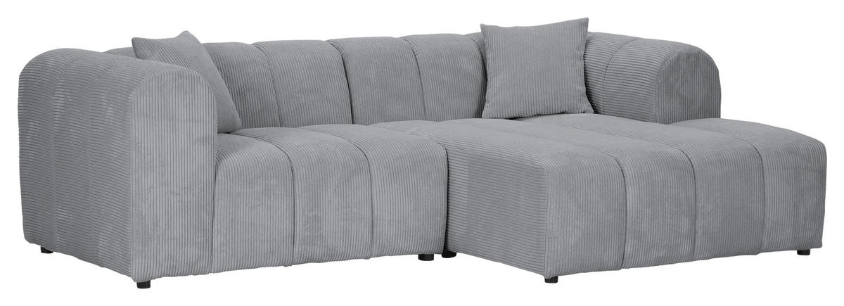 ECKSOFA Hellgrau Cord Zierkissen, Rücken echt  - Hellgrau/Schwarz, KONVENTIONELL, Kunststoff/Textil (250/162cm) - Carryhome
