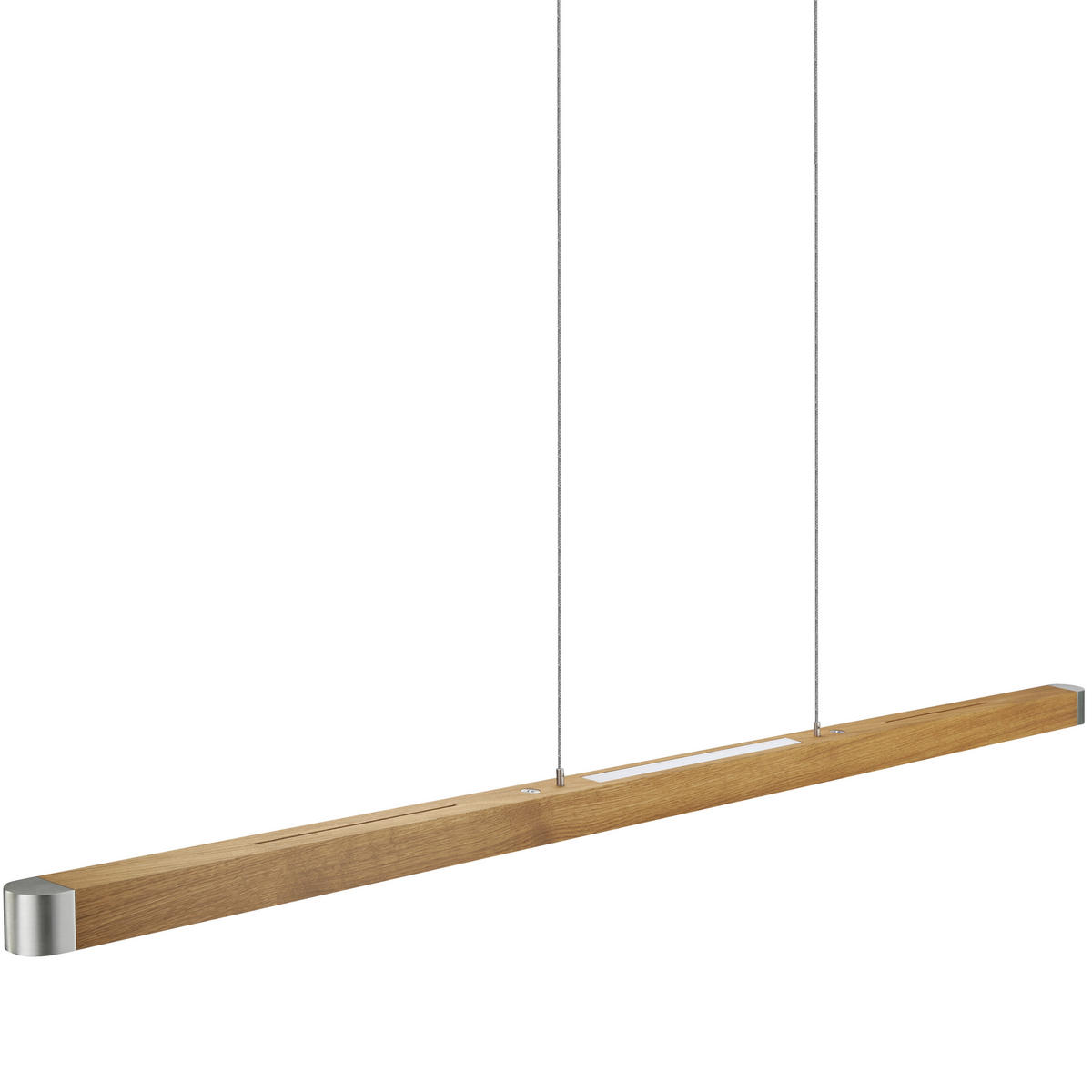 LED-HÄNGELEUCHTE 130/4/95-160 cm  - Eichefarben/Silberfarben, Natur, Holz/Metall (130/4/95-160cm) - Herzblut