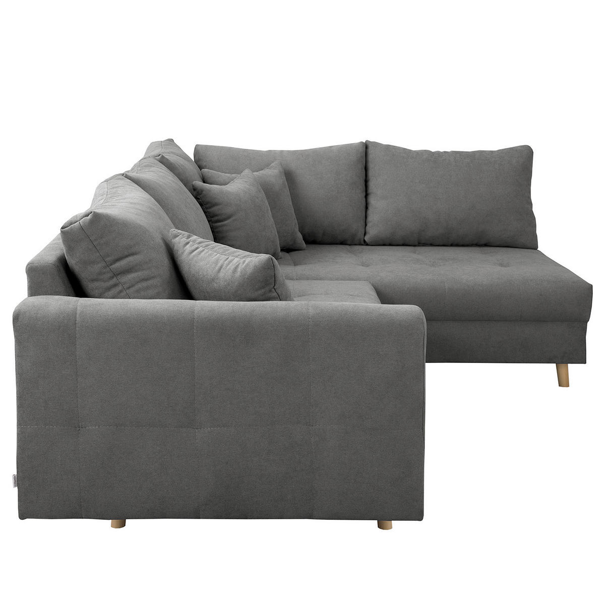 ECKSOFA Ariella Dunkelgrau Mikrofaser  - Dunkelgrau/Naturfarben, Design, Holz/Textil (231/161cm) - Livetastic