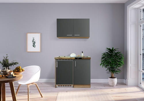 MINIKÜCHE 100 cm   in Grau, Sonoma Eiche  - Edelstahlfarben/Grau, MODERN, Holzwerkstoff/Kunststoff (100cm) - Respekta