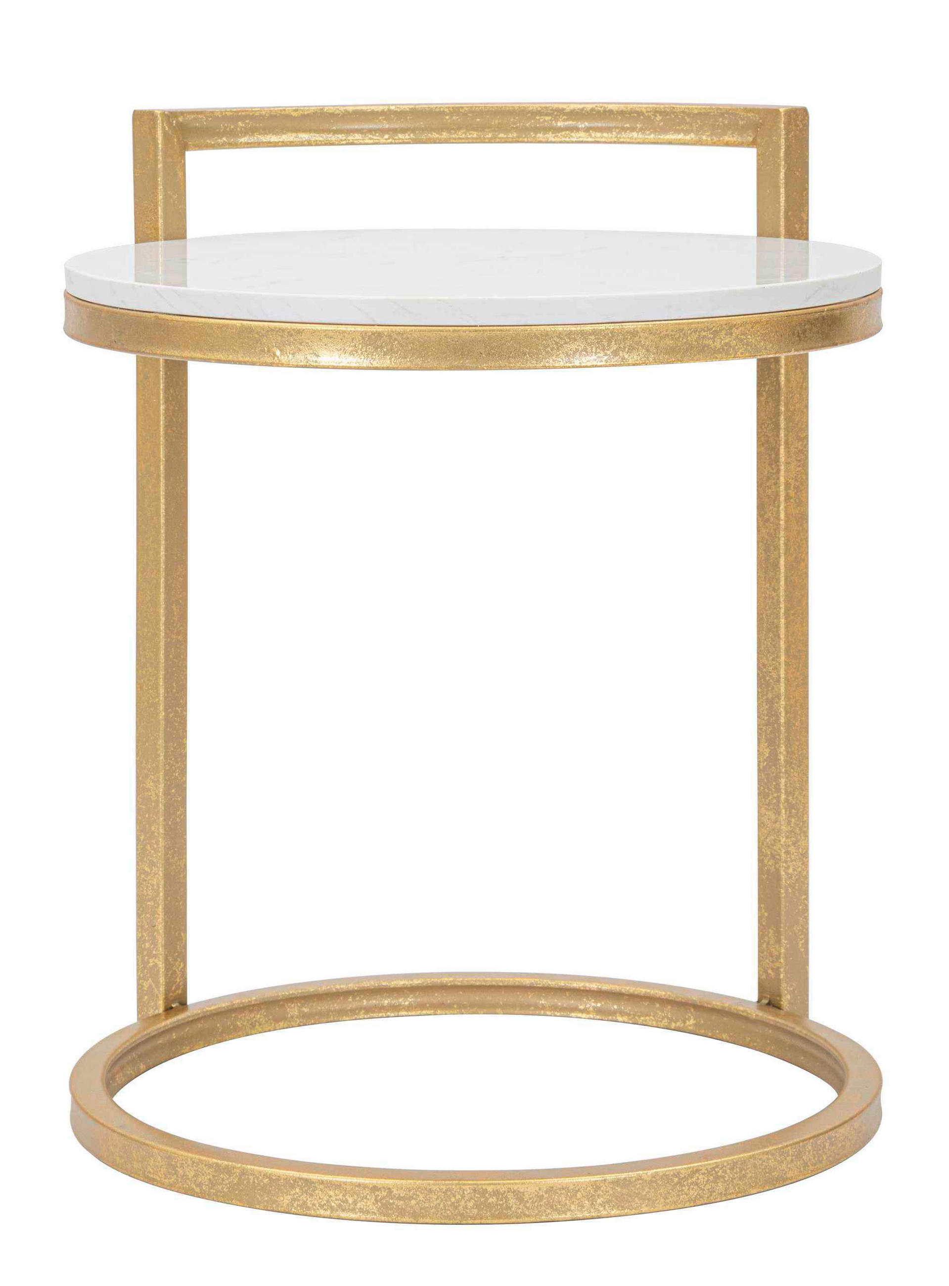 COUCHTISCH Weiß, Goldfarben  - Goldfarben/Weiß, Basics, Stein/Metall (40/50/43cm)
