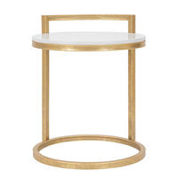 COUCHTISCH Weiß, Goldfarben  - Goldfarben/Weiß, Basics, Stein/Metall (40/50/43cm)