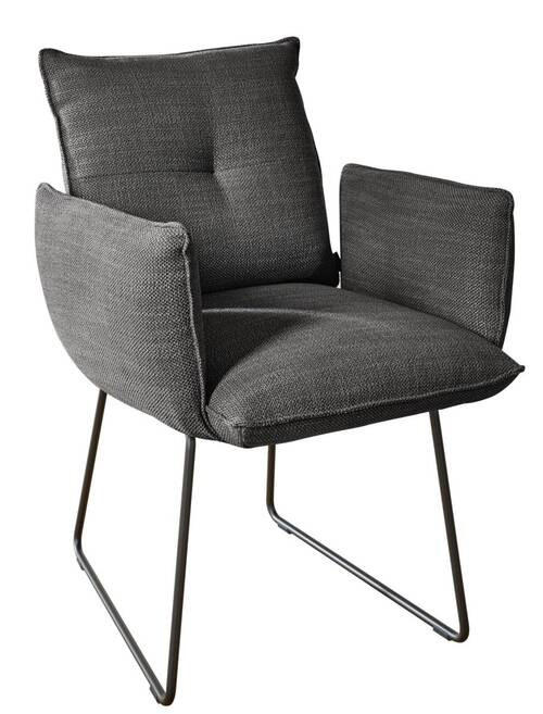 ARMLEHNSTUHL  in Stahl Struktur  - Anthrazit/Schwarz, Design, Textil/Metall (65/90/70cm) - Dieter Knoll