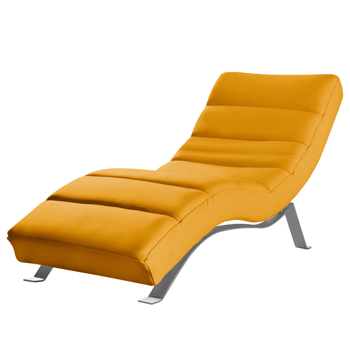 RELAXLIEGE Echtleder Currygelb  - Currygelb/Silberfarben, Design, Leder/Metall (65/65-95/171cm) - Livetastic