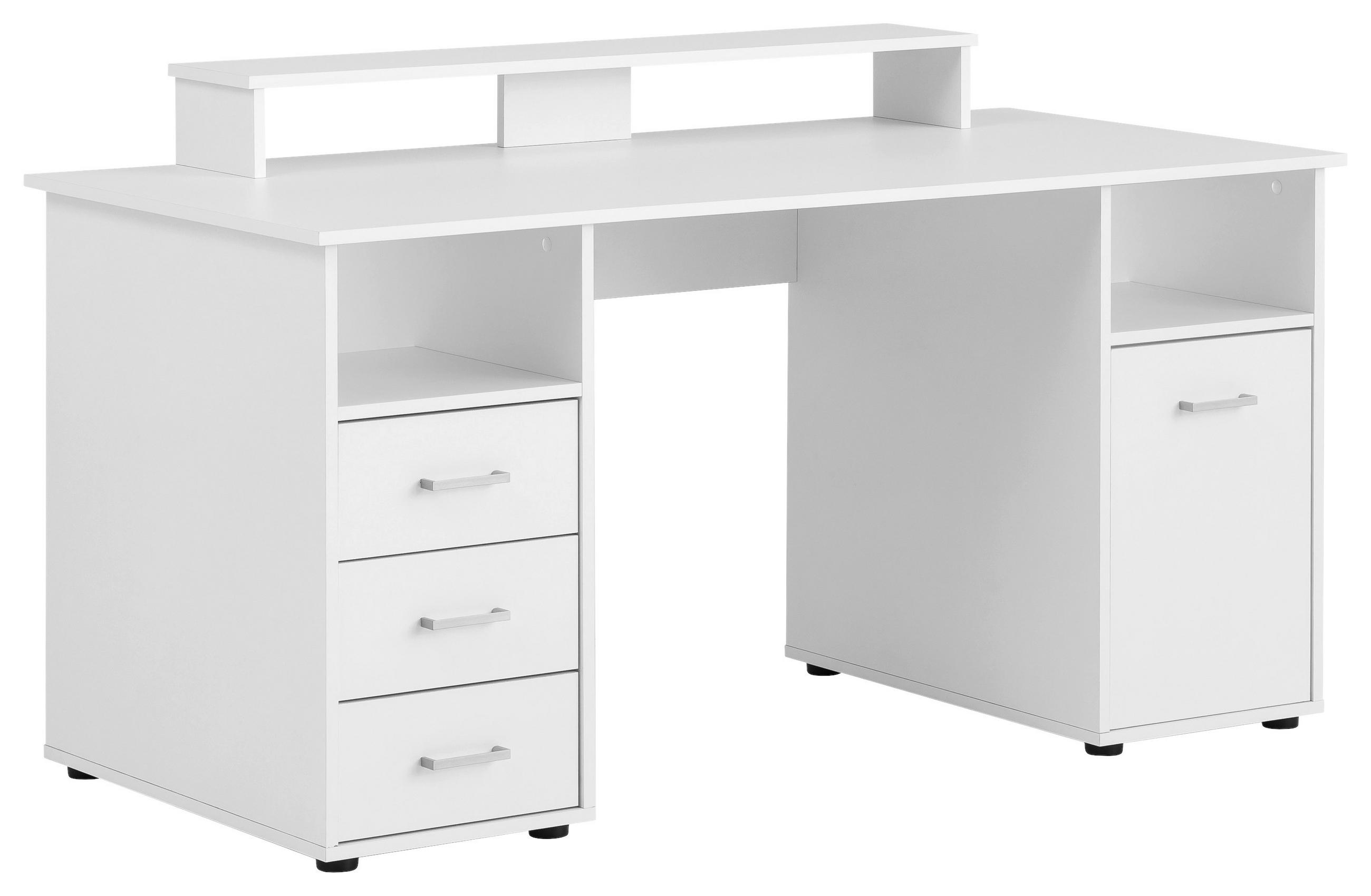 SCHREIBTISCH 150/70/70 cm  in Weiß  - Silberfarben/Schwarz, MODERN, Holzwerkstoff/Kunststoff (150/70/70cm) - MID.YOU