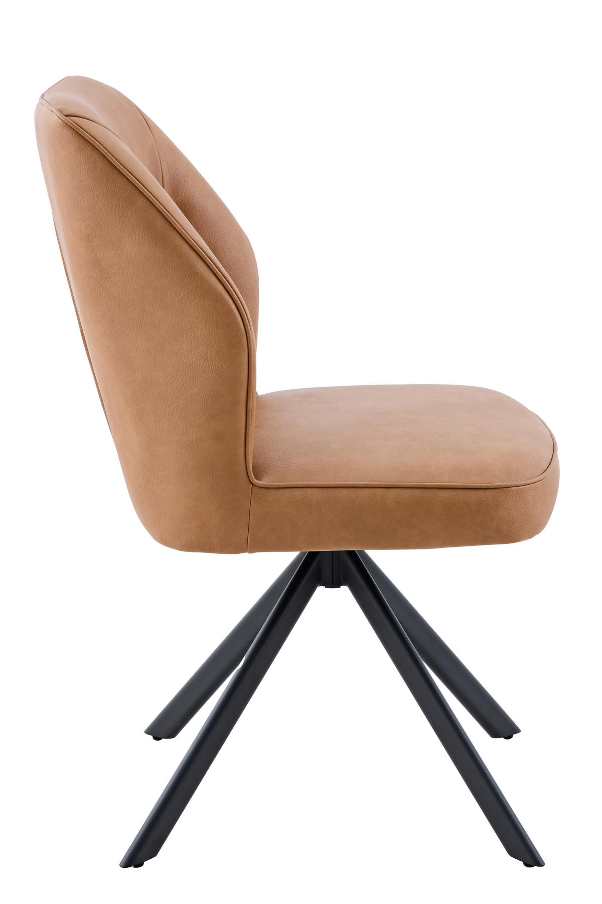 STUHL-SET 2 Stück  in Stahl Lederlook  - Cognac/Schwarz, MODERN, Textil/Metall (51/92/65cm) - MID.YOU