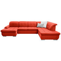 WOHNLANDSCHAFT Flachgewebe Rot  - Silberfarben/Rot, Design, Textil/Metall (145/342/208cm) - Cantus