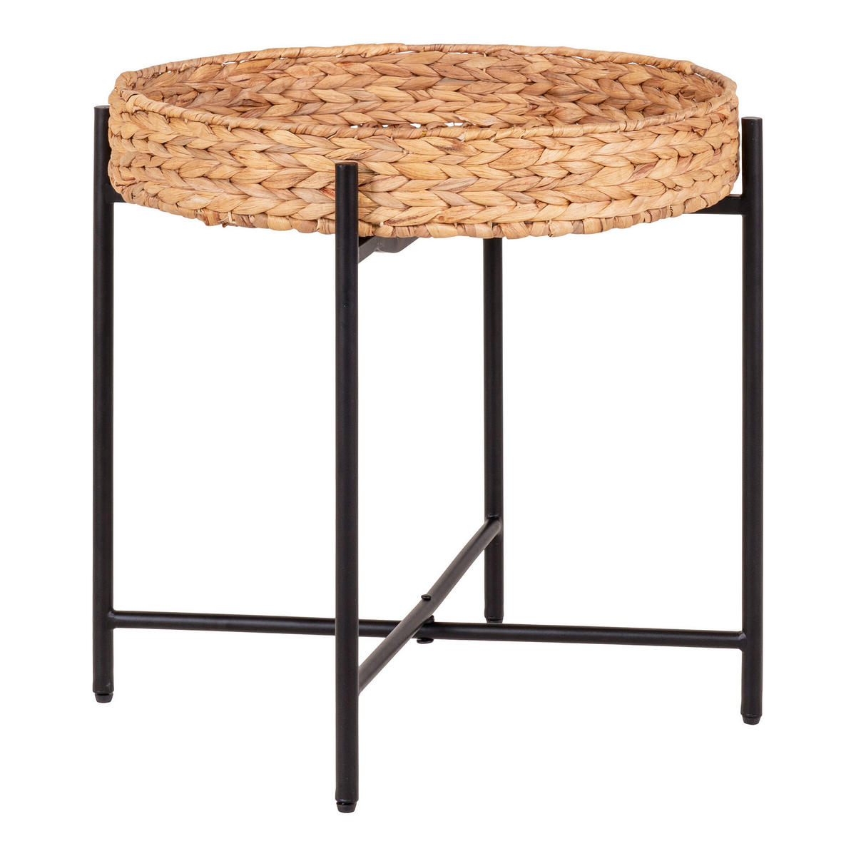 BEISTELLTISCH in Metall, Naturmaterialien  - Schwarz/Braun, Design, Naturmaterialien/Metall (50/48.5/50cm)