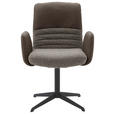 ARMLEHNSTUHL  in Stahl Flachgewebe Echtleder pigmentiert  - Dunkelbraun/Graubraun, Design, Leder/Textil (64/93/69cm) - Dieter Knoll