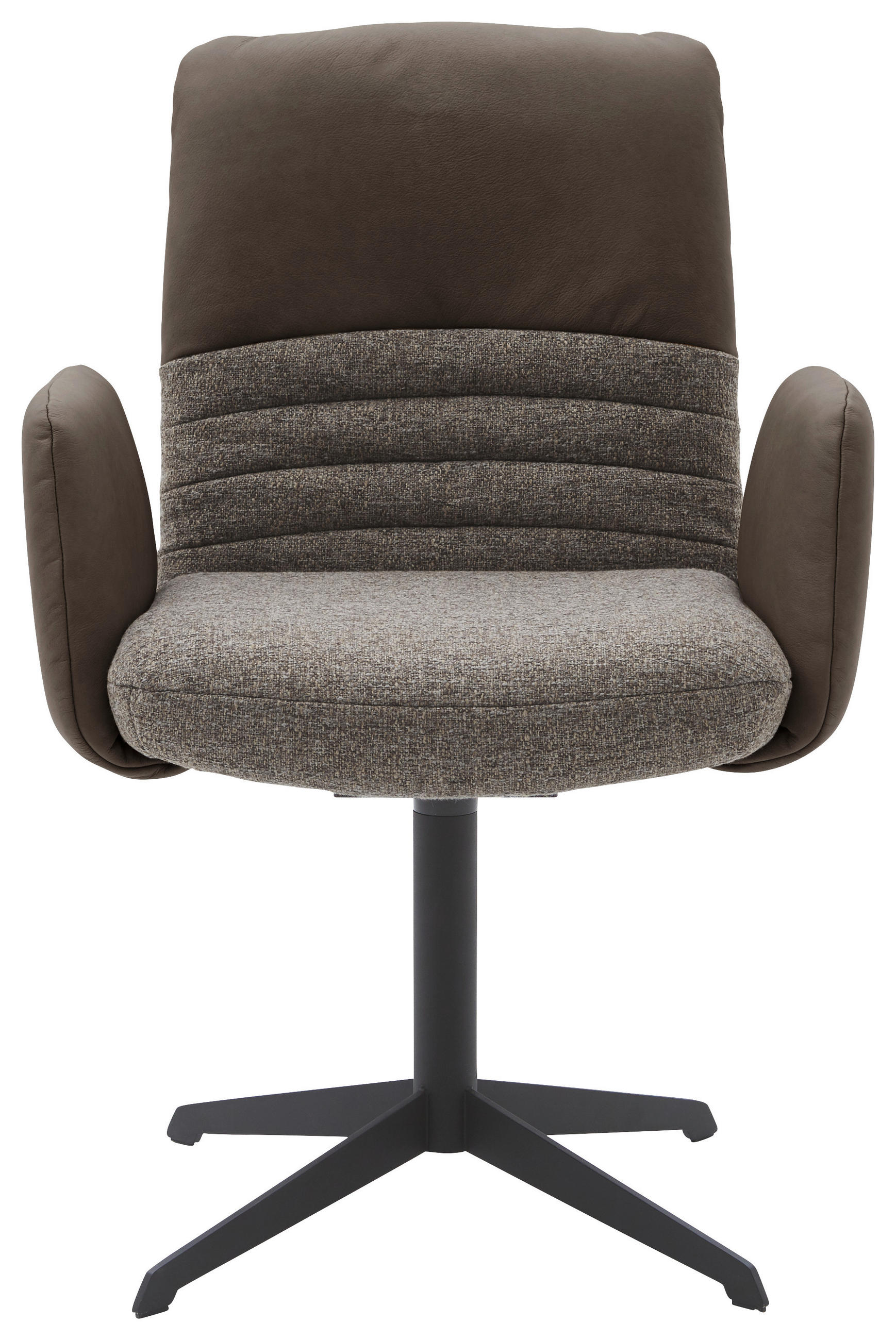 ARMLEHNSTUHL  in Stahl Flachgewebe Echtleder pigmentiert  - Dunkelbraun/Graubraun, Design, Leder/Textil (64/93/69cm) - Dieter Knoll