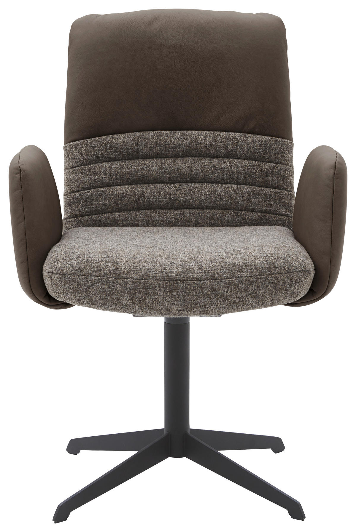 ARMLEHNSTUHL  in Stahl Flachgewebe Echtleder pigmentiert  - Dunkelbraun/Graubraun, Design, Leder/Textil (64/93/69cm) - Dieter Knoll