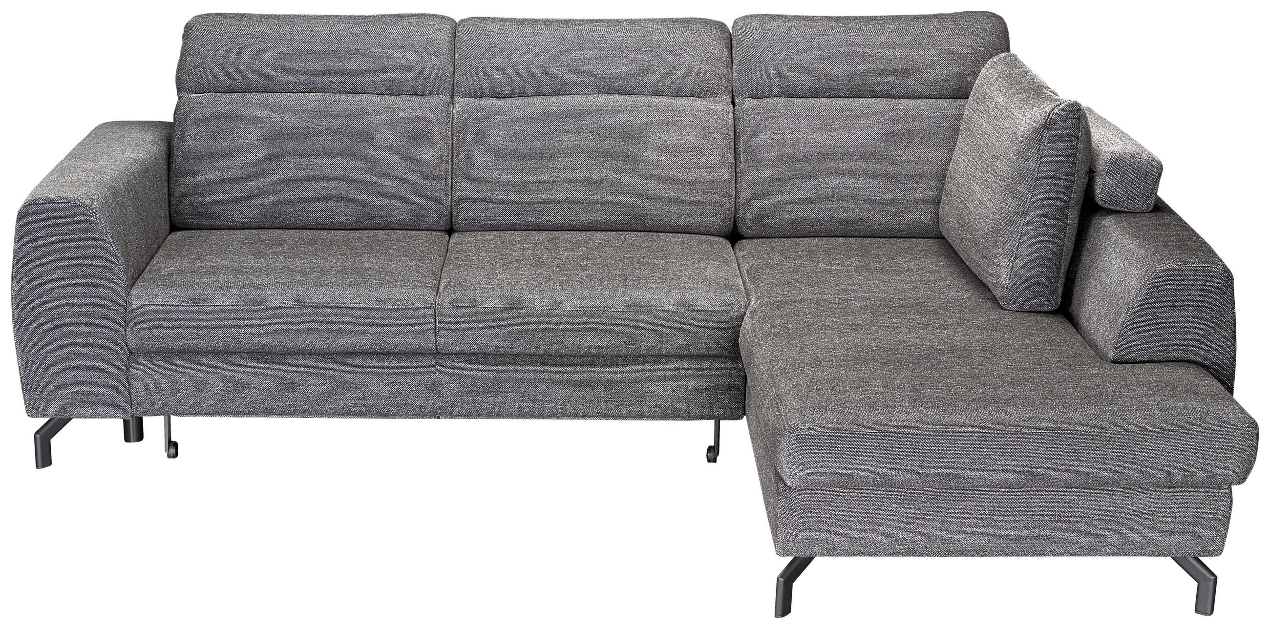 ECKSOFA Dunkelgrau Chenille  - Dunkelgrau/Schwarz, KONVENTIONELL, Textil/Metall (240/185cm) - Carryhome