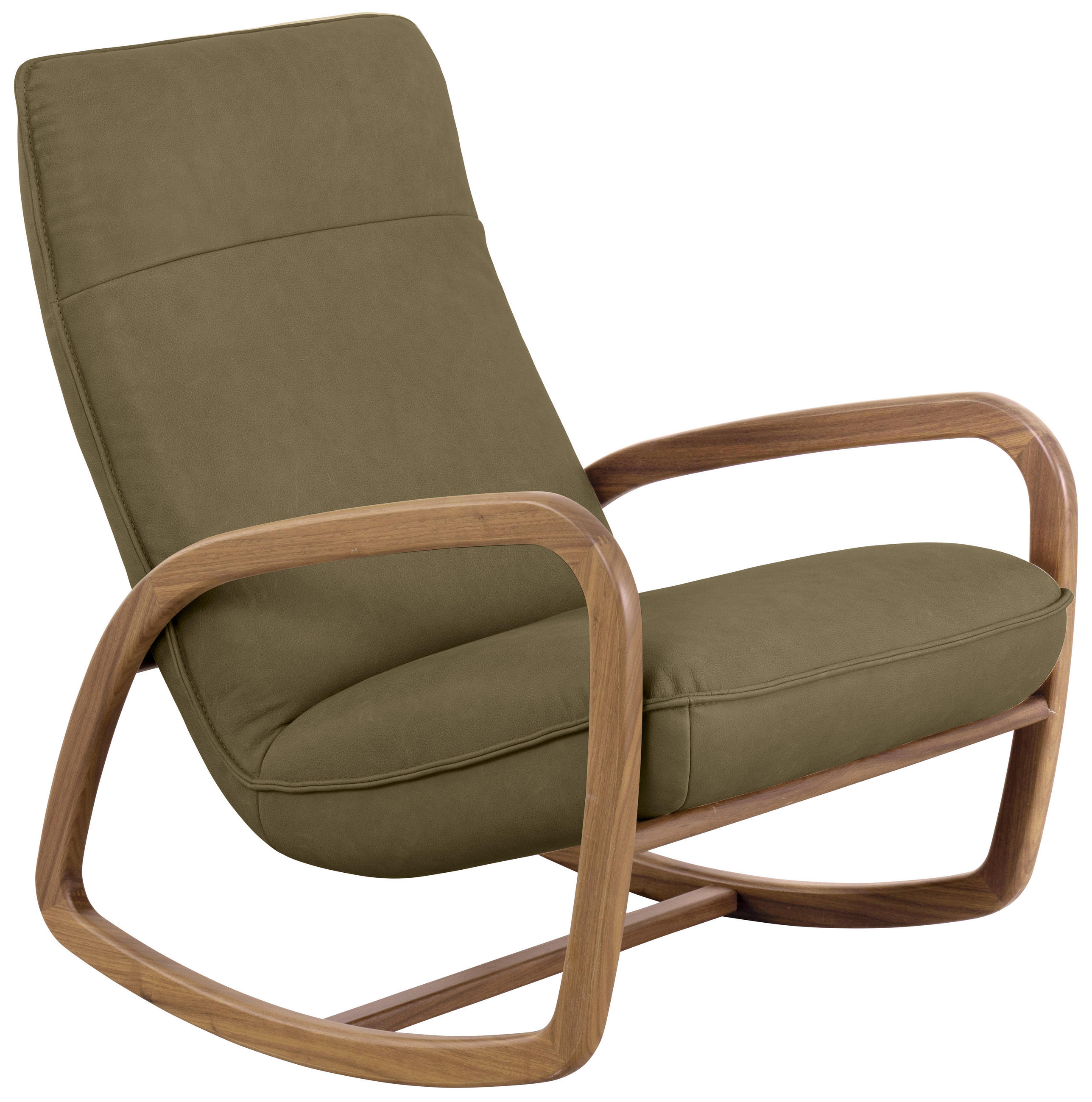RELAXSESSEL Echtleder    - Dunkelgrün/Beige, KONVENTIONELL, Leder/Holz (70/88-95/95cm) - Koinor