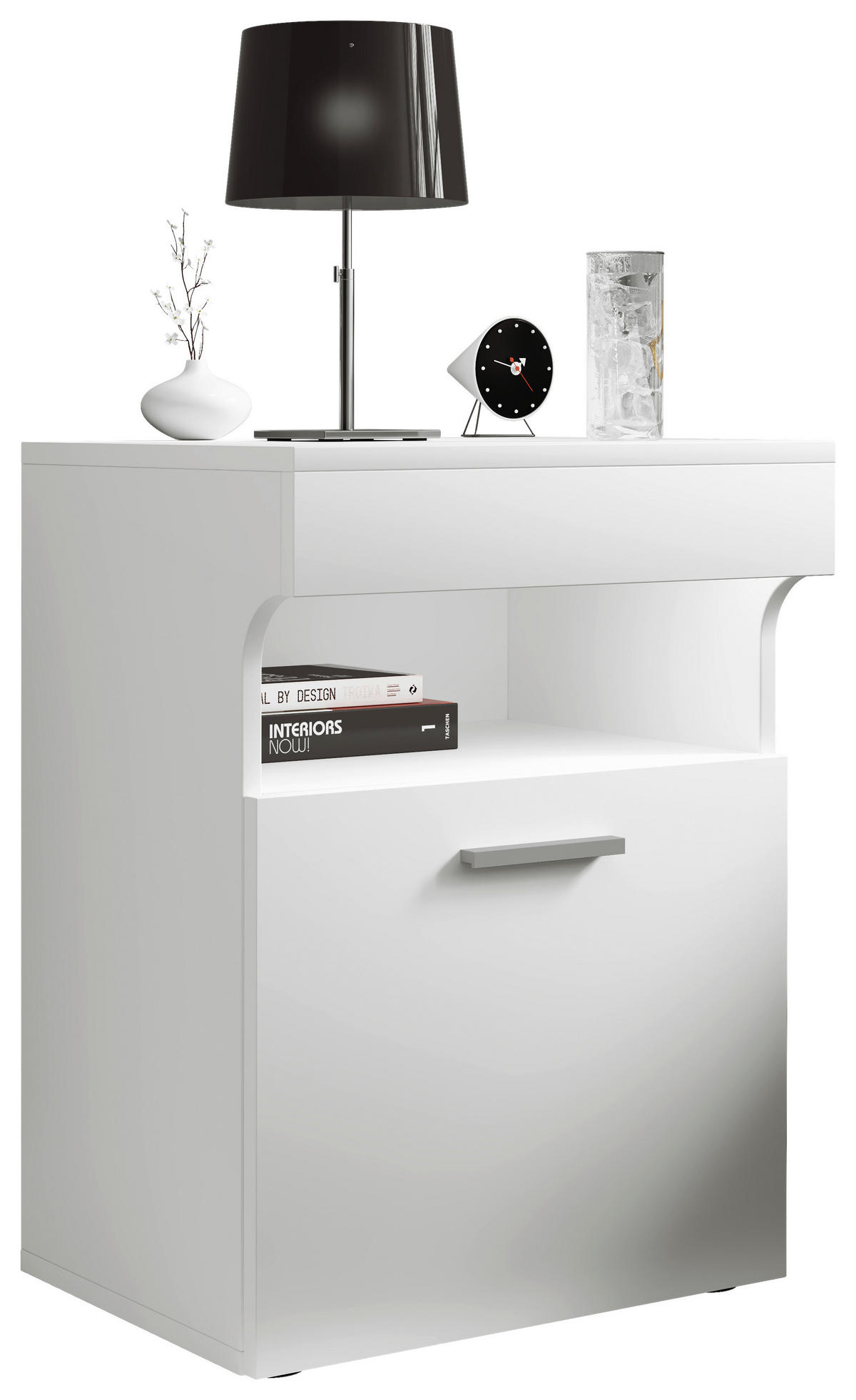 NACHTSCHRANK 45/61/39 cm  - Silberfarben/Schwarz, MODERN, Holzwerkstoff/Kunststoff (45/61/39cm) - MID.YOU