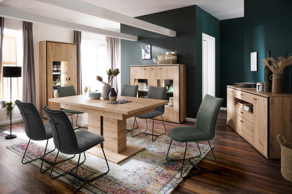 ESSTISCH Anthrazit, Eichefarben rechteckig  ausziehbar  - Eichefarben/Anthrazit, Design, Holzwerkstoff (180-280/100/77cm) - MID.YOU