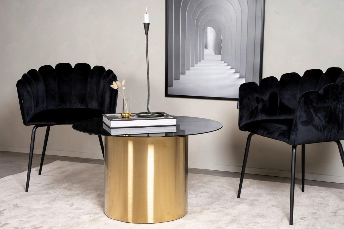 SOFFBORD i metall, glas 80/80/46 cm  - svart/guldfärgad, Design, metall/glas (80/80/46cm) - Livetastic