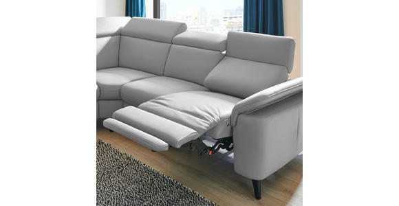 ECKSOFA in Echtleder Grau  - Schwarz/Grau, Design, Leder/Metall (239/289cm) - Cantus