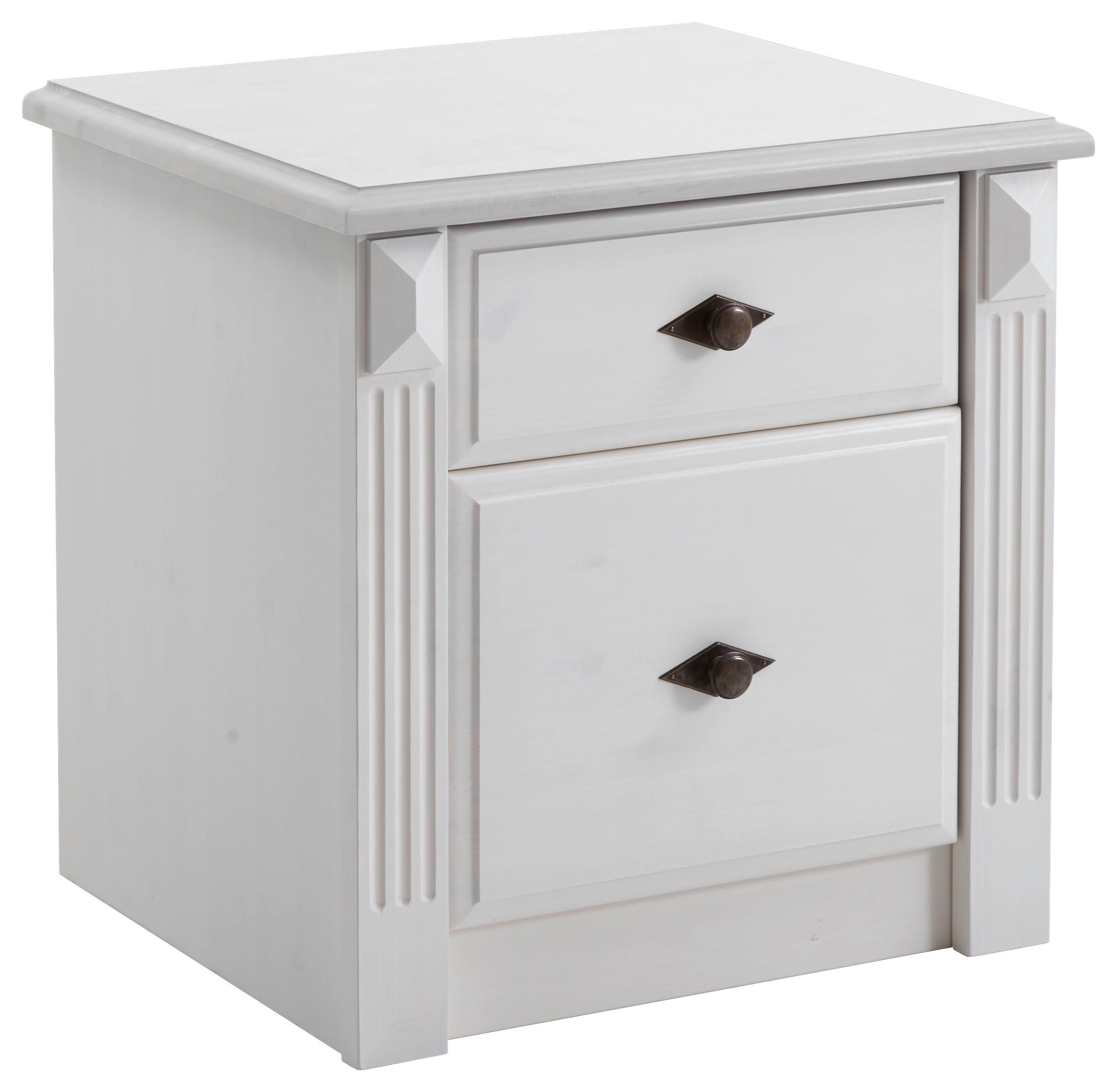 NACHTSCHRANK 53/53/46 cm Kiefer massiv  - Weiß/Kupferfarben, ROMANTIK / LANDHAUS, Holz/Metall (53/53/46cm) - Boxxx