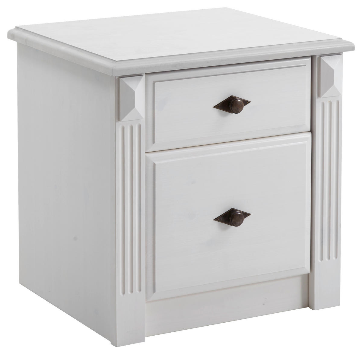 NACHTSCHRANK 53/53/46 cm Kiefer massiv  - Weiß/Kupferfarben, ROMANTIK / LANDHAUS, Holz/Metall (53/53/46cm) - Boxxx