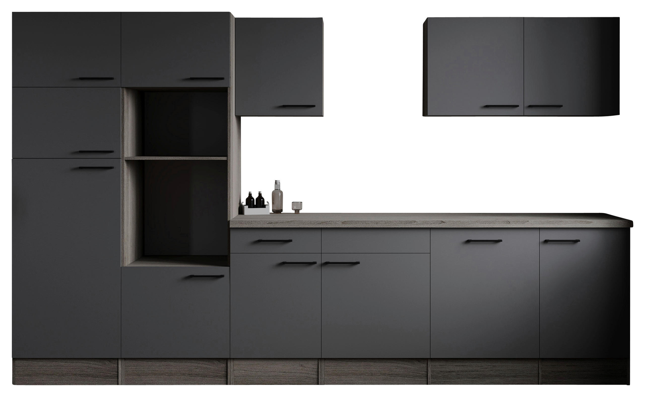 MODULKÖK UTAN VITVAROR 340 cm   i grå, ekfärgad  - svart/grå, Design, metall/trämaterial (340cm) - Respekta